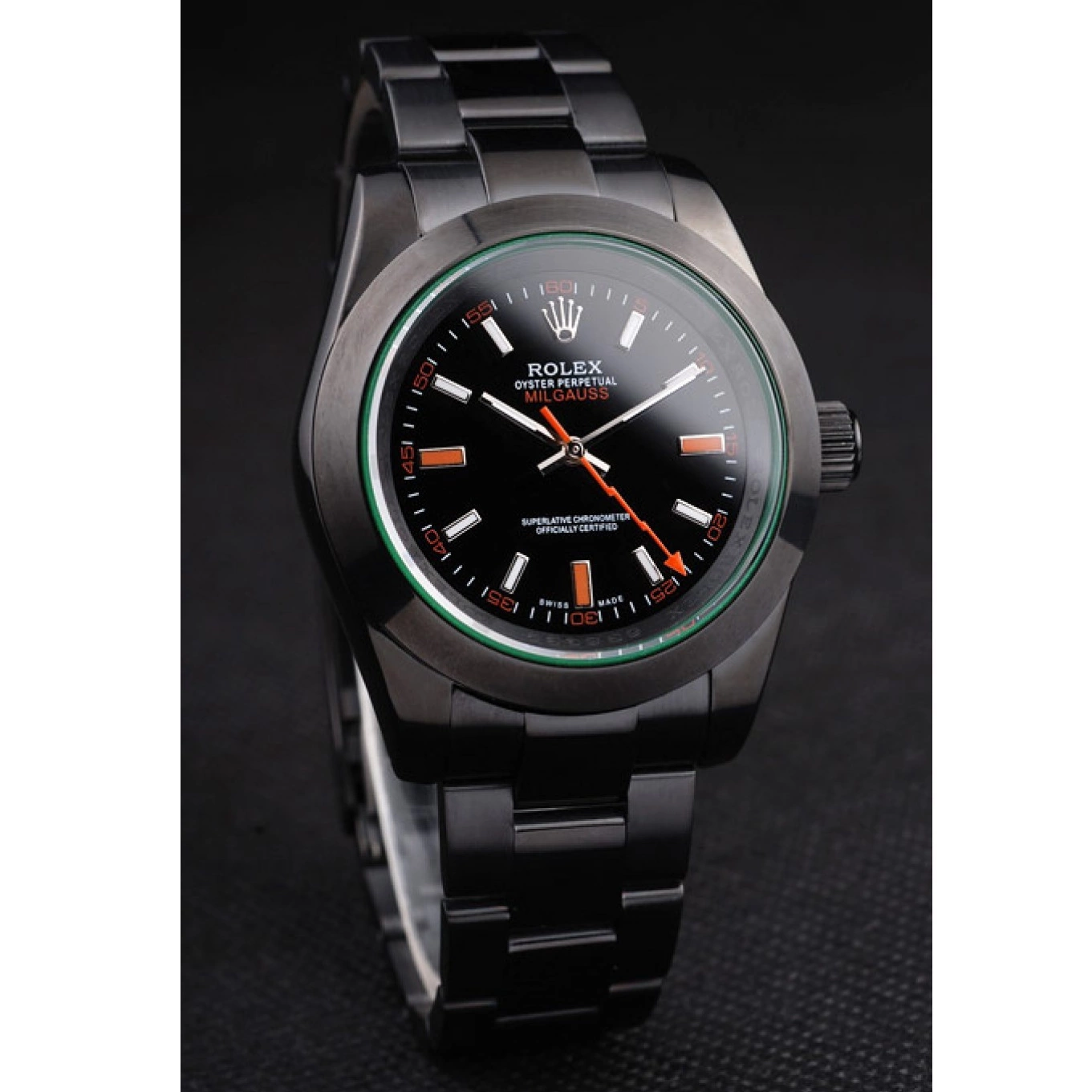 AAA replica watch Black Dial Green Milgauss Pro-Hunter Saphire Rolex Tinted 0711